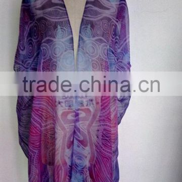 100% polyester Women Printed Beach Boho Kimono/kaftans,Casual Fashion Chiffon Kaftans For Women