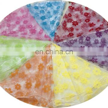 100% nylon and polyester hotel round table cloth with flocking flower design