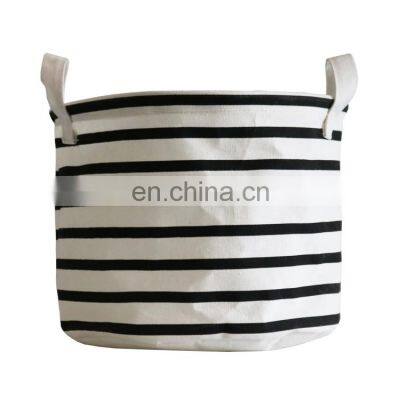 wholesale cheap large round kids dirty clothes laundry hamper foldable canvas toy storage basket