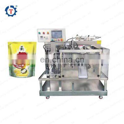 High speed Automatic liquid peanut butter Tahini ketchup jam pre-made bag packaging machine Standup Ziplock Pouch Gusset Bag