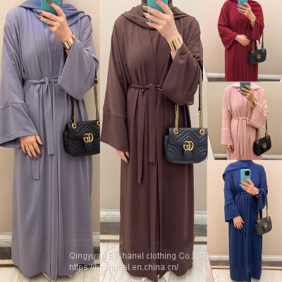 BS-LR480 Fashion Muslim Kaftans Abaya Dress for Women Plain Abaya 2 Pieces