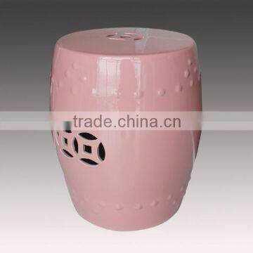 Famous jingdezhen ceramic pink glazed porcelain stool
