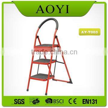 EN131-approved red color steel ladder with handrail