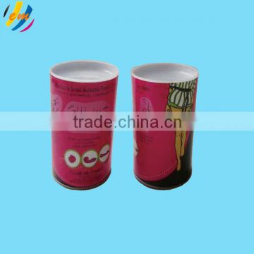 Recycled round paper can with plastic end cap