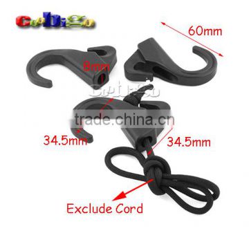 8mm Hole Black Plastic Camping Outdoor EDC Tool Snap Hook Backpack Strap Buckle For Bungee Paracord #FLC248-B