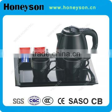 hotel suppliers Hot sale stainless steel hospitality electric water kettle and welcome teapot tray tea set