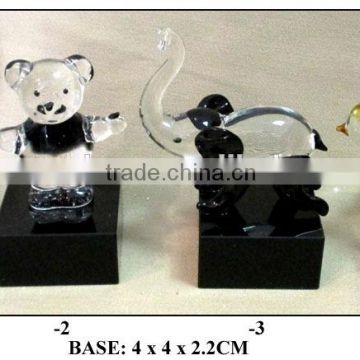 glass bear standing on the base home decoration