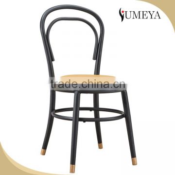 Bistro Wholesale Stackable aluminum dining room chair modern bentwood chair with PU cushion