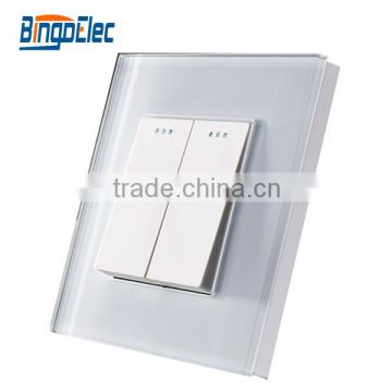 Toughed glass panel 2gang1/2 way pressure electric switch