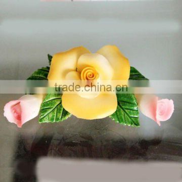 wholesale yellow Ceramic Flowers gifts , porcelain flower OEM