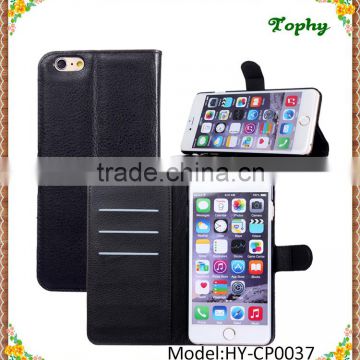 Factory Wholesale 8 Colors PU + PC Litchi Wallet Card Holster Flip Cover Stand Case For iphone 6 Plus