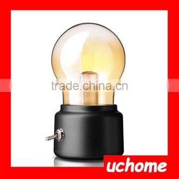 UCHOME British Retro LED Bulb Light Lamp Metallic + Glass Usb Lamp Atmosphere Rechargeable Energy Saving Night Lamp Indoor Light