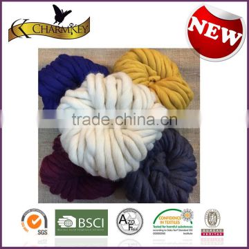 2015 popular super chunky thick yarn for quick knitting hat in solid color
