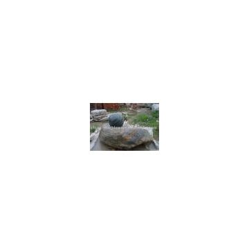 rolling ball fountain with a non-carved stone base