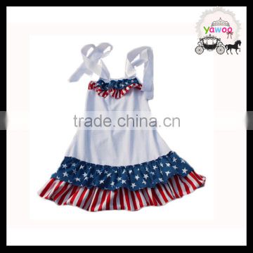 Star stripe national day halter neck dress latest design baby frock children latest fashion dress designs new fashion dress