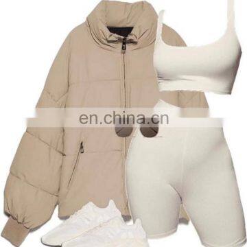 INS Hot selling Classic cotton padded Women's Zip up rib cuff Winter puffer jackets