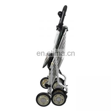 Aluminum oxidation large capacity handy collapsible shopping cart walker rollator with seat