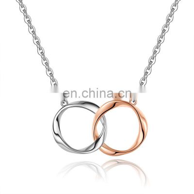 Minimalist S925 Sterling Silver Double Linked Rings Choker Necklace For lover Two Interlocking Infinity Circle Pendant Necklace