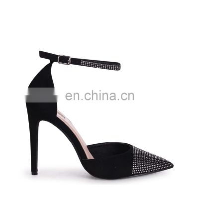 Women fancy rhinestone design high heels ankle strap sandals shoes