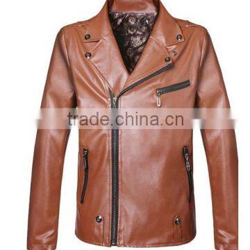 custom 100% polyester faux leather jacket men wholesale