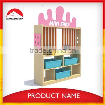 kids wooden pretend toy mini shop with storage box