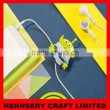 customized shape and logo soft pvc rubber earphones headphones cable winder