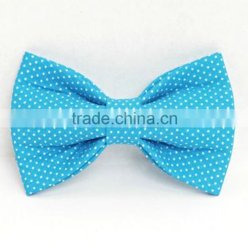 Sky Blue Elastic Bow Ties For Young Men,Customized Neck Tie With White Dots