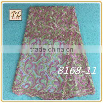 2015 New Design Net Lace Fabric with Rhinestone of PingLian