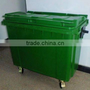 With wheels and lid, outdoor 660L plastic trash can