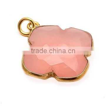 925 Silver pink chalcedony Gemstone Pendant