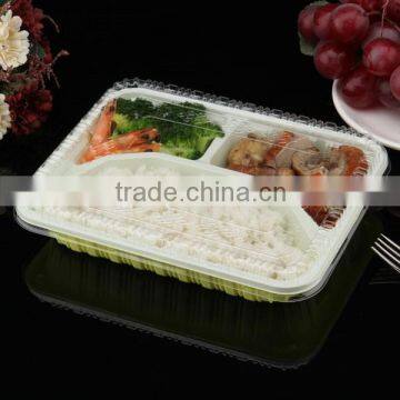 3 compartment disposable food container with clear lid