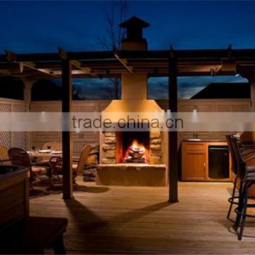 recycled backyard outside hollow composite wood decking wpc decking wrought iron pergola