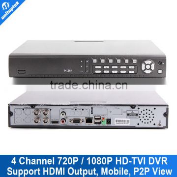 Realtime Recording Remote View 1080P 4CH TVT DVR For HD TVI Camera