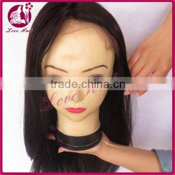 Customed Unprocessed virgin remy human hair lace front wigs with bangs
