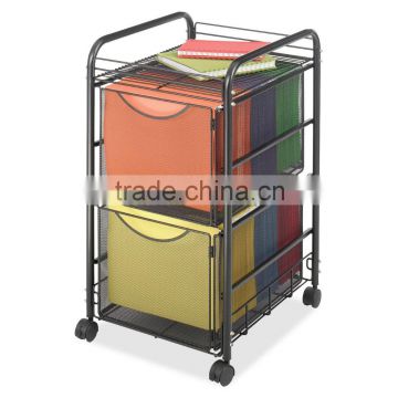 Icegreen Office Use Black Mesh Letter Size File Cart with 2 File Drawers