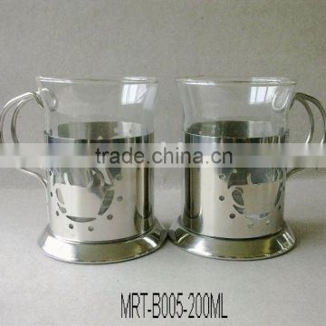 Heat resistant glass coffee mug & coffee cup with S/S holder