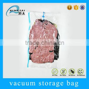 Clothes storage space saving hanging vaccum storage bag