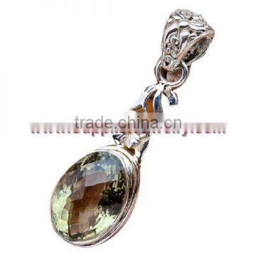 Handmade!! Green Amethyst pendants Jewelry 14k Yellow Gold 925 Sterling Silver Gemstone Jewelry Manufacturer Wholesaler