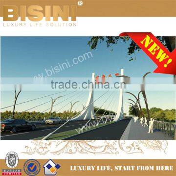 Modern Stayed-cable Bridge, Pine Sea Landscape Bridge, Customized Decorative Bridge(BF08-Y10002)