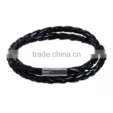 Black Braided Cord Magnetic Clasps Leather Football Bracelet Handmade Leather Bracelet