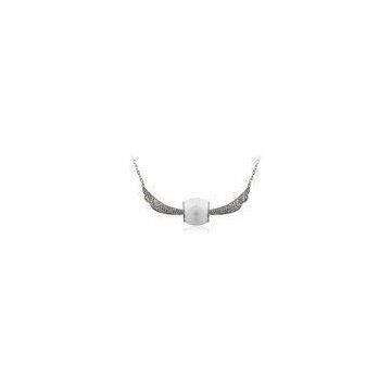 OEM White Ceramic 925 Sterling Silver Wings Necklace Nickel Free For Party , CSN0549