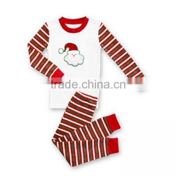 2016 yawoo santa embroidery stripe shirt and pants chritstmas outfits children pajamas wholesale