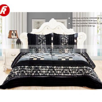 printing patchwork PV plush comforter sets from changshu suppliers