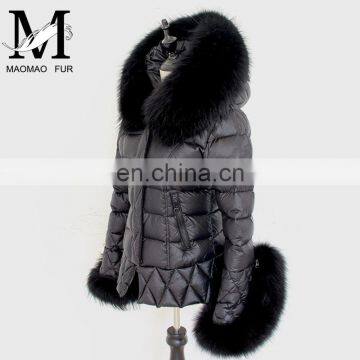 2015 Top Fashion Luxurious Feather Removable Parka For Girls Real Raccoon Fur Trim Hooded Down Coat