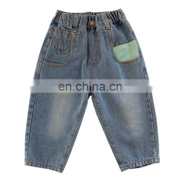 6292 Children clothing spring young girl casual pants jeans with pocket