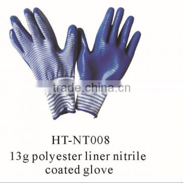 nitrile coated cotton gloves oil proof/cotton jersey nitrile gloves
