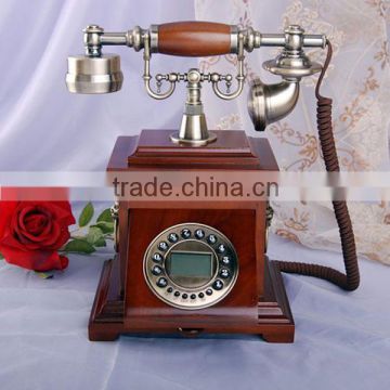 Cheap corded retro wooden telephone