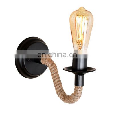 American industrial retro creative iron art hemp rope wall lamps for decoration