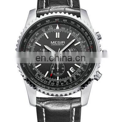 MEGIR 2009 Leather Strap Luxury Casual Quartz Wristwatch Sports Male Clock watch relogio masculino