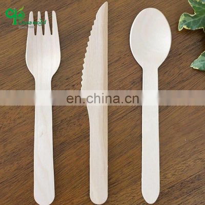 Yada Biodegradable Disposable Wooden Cutlery Flatware Sets Tableware Sets wooden spoon fork knife for Restaurant